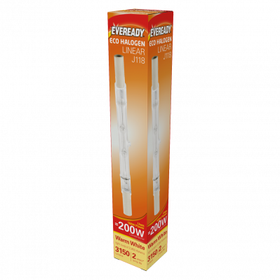 Eveready Halogen R7S Linear (118mm) 3,150lm 160W 3,000K (Warm White), Box Of 1 (S10113)