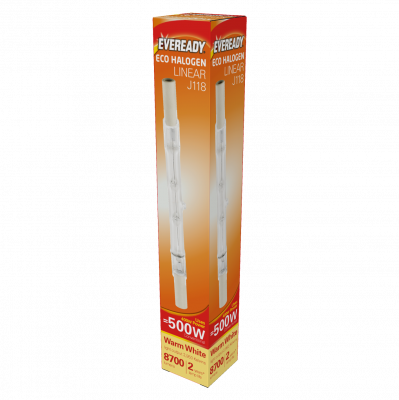 Eveready Halogen R7S Linear (118mm) 8,700lm 400W 2,950K (Warm White), Box Of 1 (S10115)