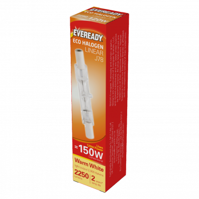 Eveready Halogen R7S Linear J78 (78mm) 2,250lm 120W 3,000K (Warm White), Box Of 1 (S10112)