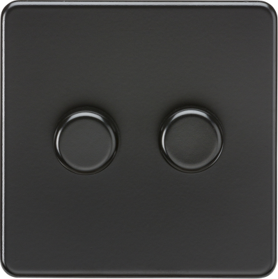 Screwless 2G 2-way 10-200W (5-150W LED) trailing edge dimmer - Matt Black