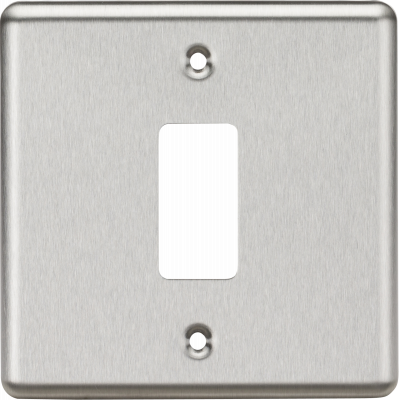 1G Grid Faceplate - Rounded Edge Brushed Chrome