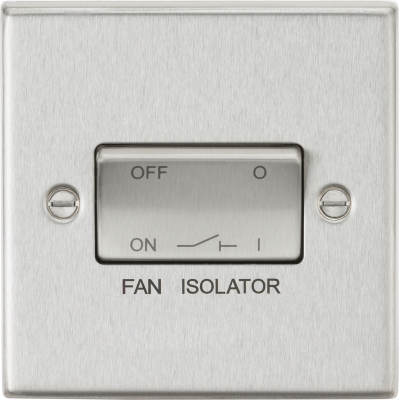 10AX 3 Pole Fan Isolator Switch - Square Edge Brushed Chrome