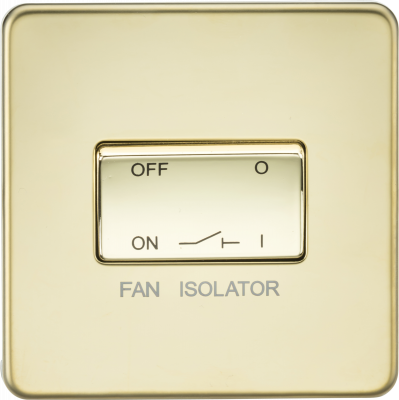 Screwless 10AX 3 Pole Fan Isolator Switch - Polished Brass