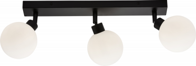 230V IP44 G9 Triple Bar Spotlight with Round Frosted Glass - Matt Black