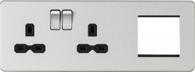 Screwless Small Multimedia Combination  Plate with FASTCHARGE - Brushed Chrome