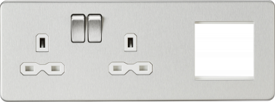 Screwless Small Multimedia Combination  Plate with FASTCHARGE - Matt White