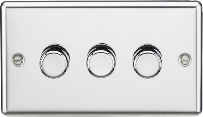 3G 2 way 10-200W (5-150W LED) trailing edge dimmer - Rounded Edge Polished Chrome