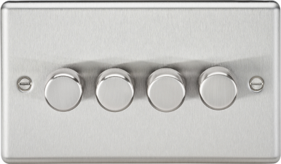 4G 2 way 10-200W (5-150W LED) trailing edge dimmer - Rounded Edge Brushed Chrome