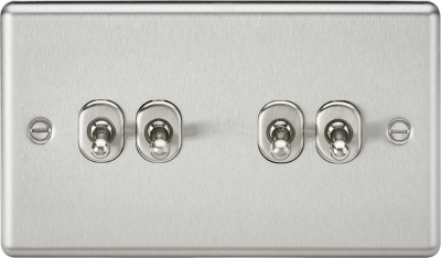 10AX 4G 2 Way Toggle Switch - Rounded Brushed Chrome Finish