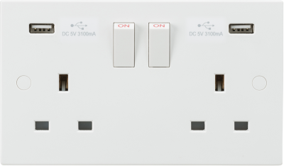 13A 2G Switched Socket with Dual USB Charger 5V DC 3.1A