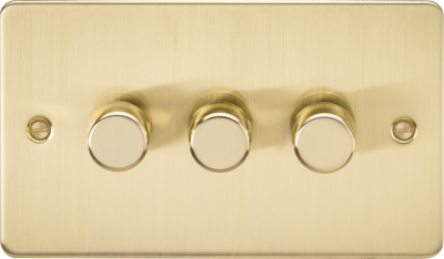 Flat Plate 3G 2 way 10-200W (5-150W LED) trailing edge dimmer - Brushed Brass