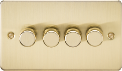 Flat Plate 4G 2 way 10-200W (5-150W LED) trailing edge dimmer - Brushed Brass