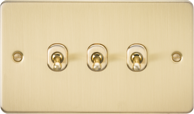 Flat Plate 10AX 3G 2-way toggle switch - brushed brass