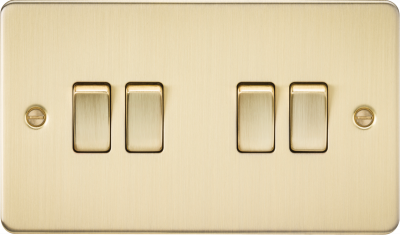 Flat Plate 10AX 4G 2-way switch - brushed brass