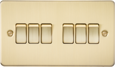 Flat Plate 10AX 6G 2-way switch - brushed brass