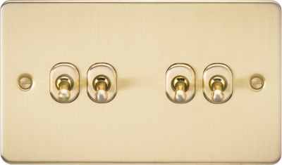 Flat Plate 10AX 4G 2-way toggle switch - brushed brass