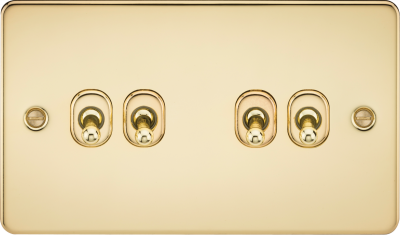 Flat Plate 10AX 4G 2-way toggle switch - polished brass