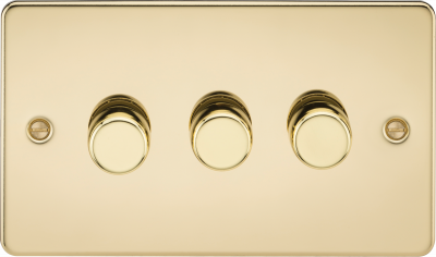 Flat Plate 3G 2 way 10-200W (5-150W LED) trailing edge dimmer - Polished Brass