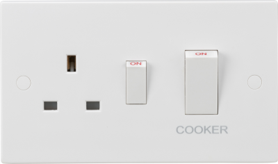 45A DP Cooker Switch and 13A Socket (White Rocker)