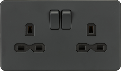 Screwless 13A 2G DP switched socket - Anthracite