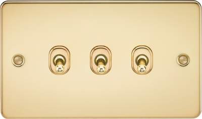 Flat Plate 10AX 3G 2-way toggle switch - polished brass