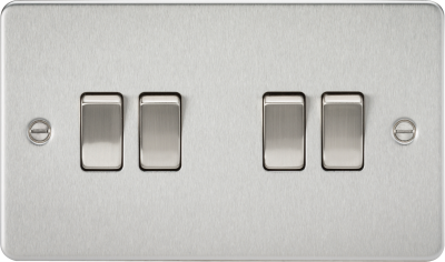 Flat plate 10AX 4G 2-way switch - brushed chrome