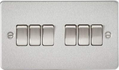 Flat Plate 10AX 6G 2-way switch - brushed chrome