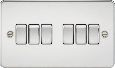 Flat Plate 10AX 6G 2-way switch - polished chrome