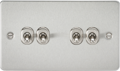 Flat Plate 10AX 4G 2-way toggle switch - brushed chrome