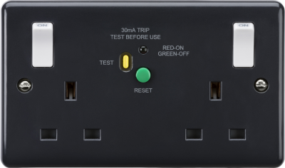 13A 2G DP RCD switched socket with white outboard rockers (Type-A) [Part M compliant]