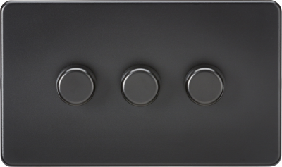 Screwless 3G 2-way 10-200W (5-150W LED) trailing edge dimmer - Matt Black