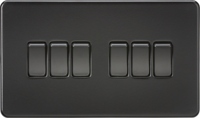 Screwless 10AX 6G 2-Way Switch - Matt Black