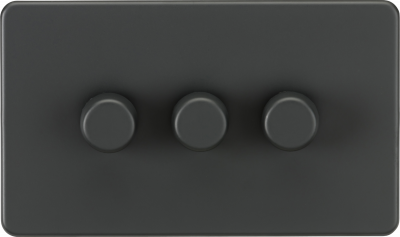 Screwless 3G 2-way 10-200W (5-150W LED) trailing edge dimmer - Anthracite