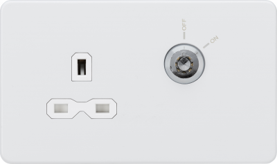 13A 1G DP Lockable socket - Matt White with white insert