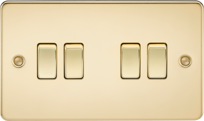 Flat Plate 10AX 4G 2-way switch - polished brass