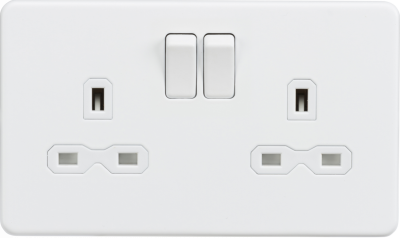 Screwless 13A 2G DP switched socket - Matt white