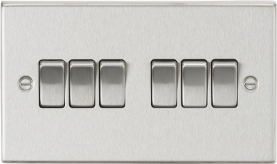 10AX 6G 2-Way Plate Switch - Square Edge Brushed Chrome