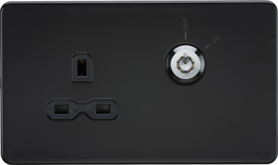 13A 1G DP Lockable socket - Matt Black with black insert