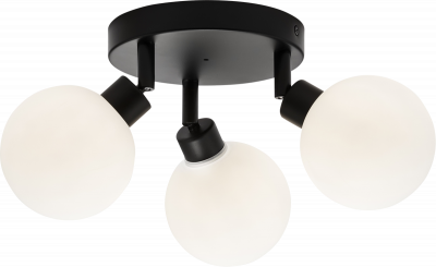 230V IP44 G9 Triple Spotlight with Round Frosted Glass - Matt Black