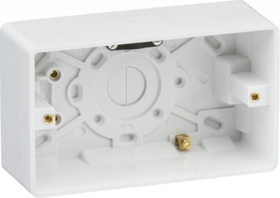 Curved Edge Double 47mm Pattress Box with Earth Terminal and Cable Strain Relief