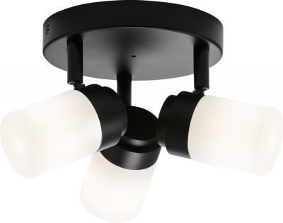 230V IP44 G9 Triple Spotlight with Frosted Glass - Matt Black