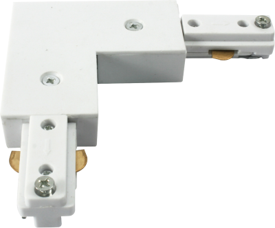 230V Track L Right Angle Connector - White