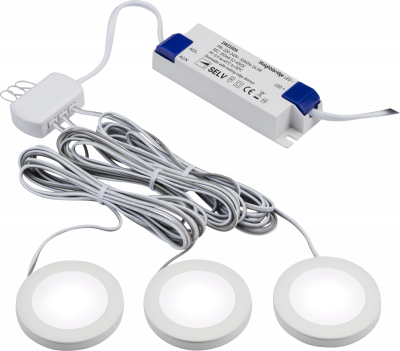 230V IP20 2.5W LED Dimmable Under Cabinet Lights in White - Pack of 3  - 4000K