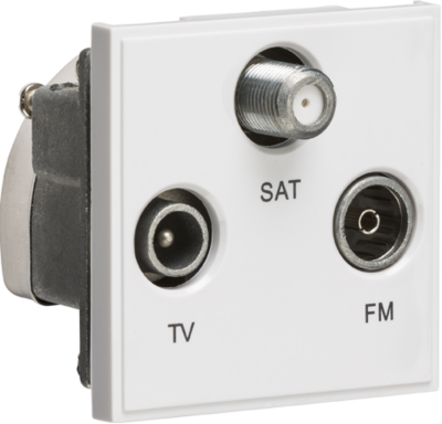 Triplexed TV /FM DAB/ SAT TV Outlet Module 50 x 50mm - White