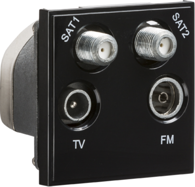 Quadplexed SAT1/SAT2/TV/FM DAB Outlet Module 50 x 50mm - Black