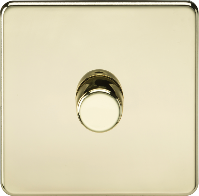 Screwless 1G 2-way 10-200W (5-150W LED) trailing edge dimmer - Polished Brass