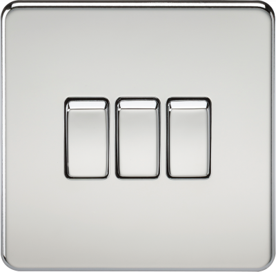 Screwless 10AX 3G 2-Way Switch - Polished Chrome