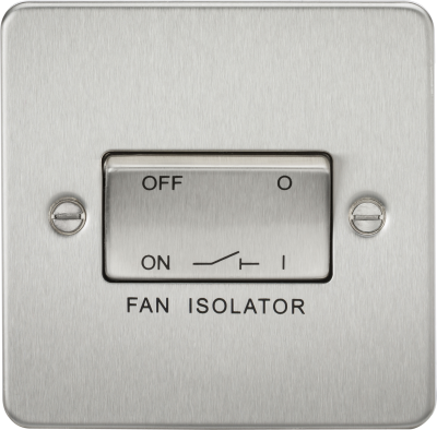 Flat Plate 10AX 3 Pole Fan Isolator Switch - Brushed Chrome