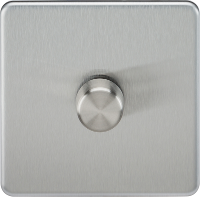 Screwless 1G 2-way 10-200W (5-150W LED) trailing edge dimmer - Brushed Chrome