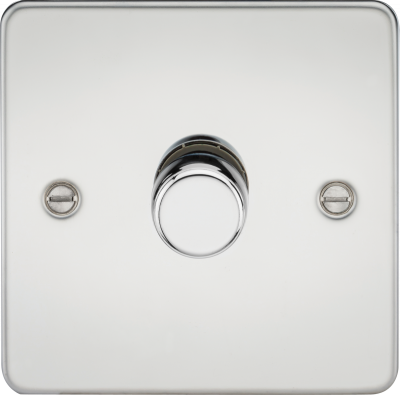 Flat Plate 1G 2 way 10-200W (5-150W LED) trailing edge dimmer - Polished Chrome